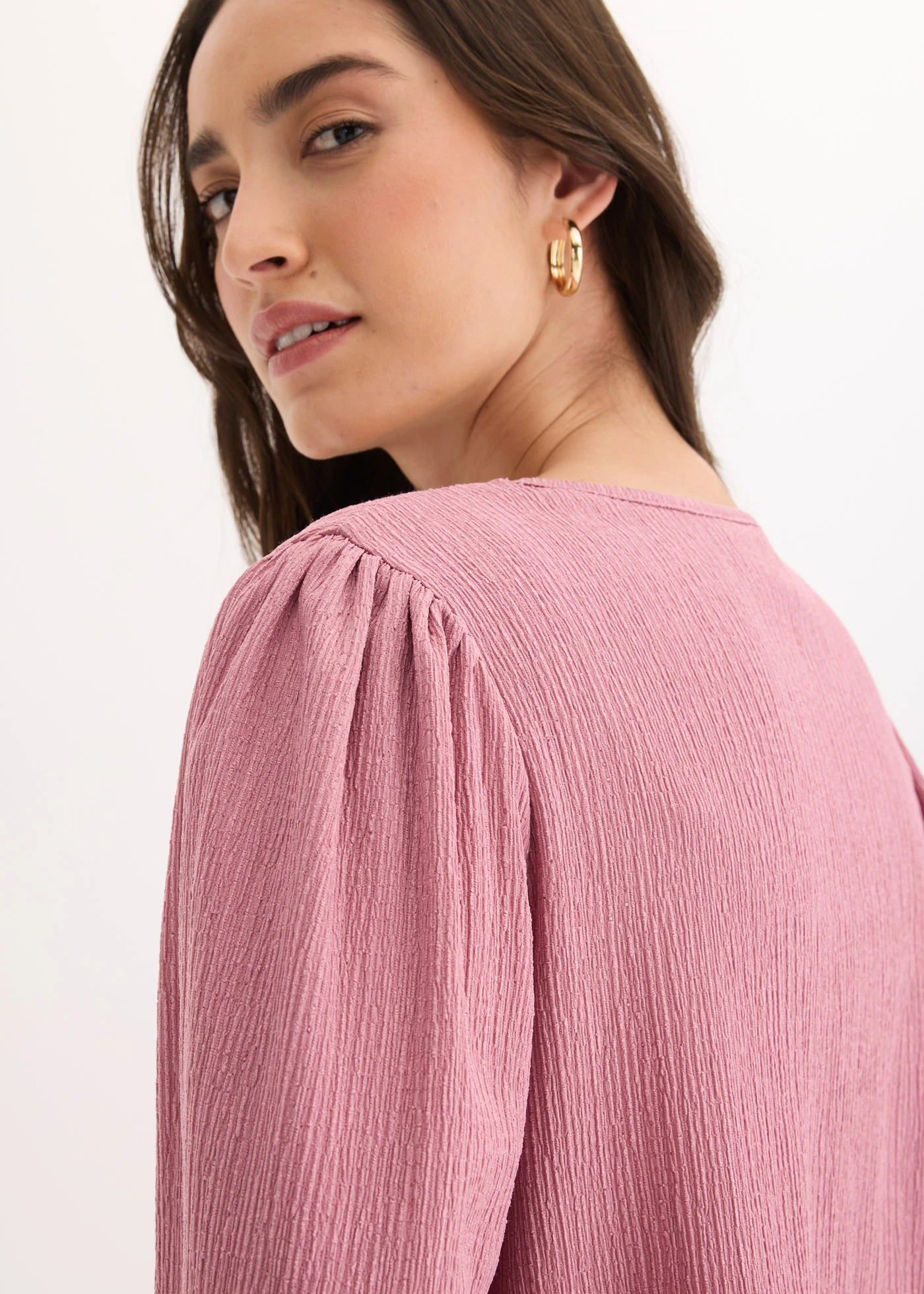 Blouse en jersey crêpe texturé • mauve • Boutique bonprix