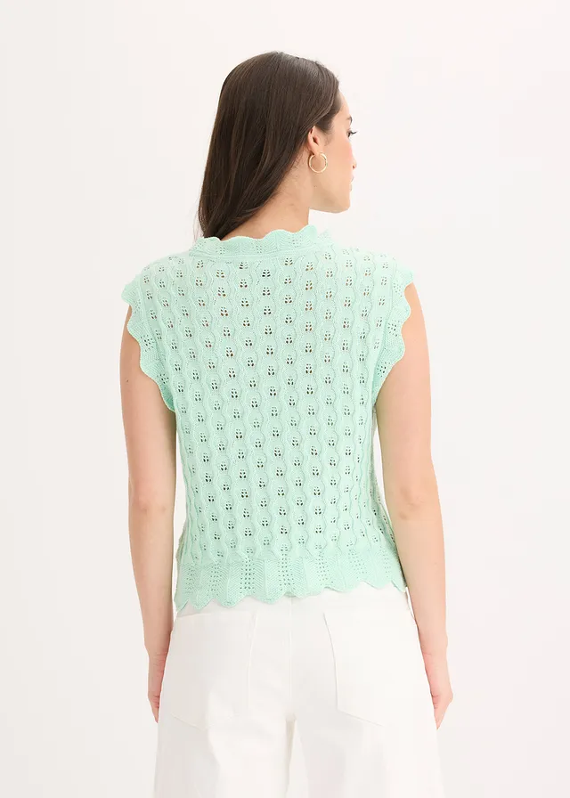 Top en maille 100% coton, Couleur: menthe clair