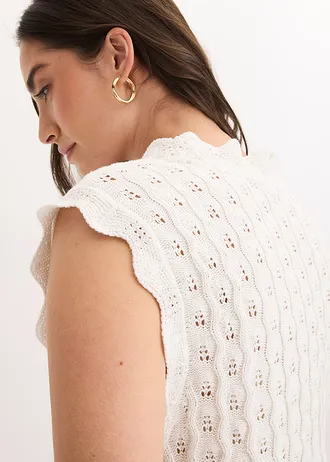 Top en maille 100% coton • ecru • Boutique bonprix