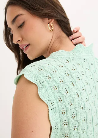 Top tricotat din bumbac 100% • verde-mentă deschis • magazin bonprix