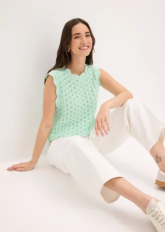Gebreide top van puur katoen • lichtmint • bonprix online shop
