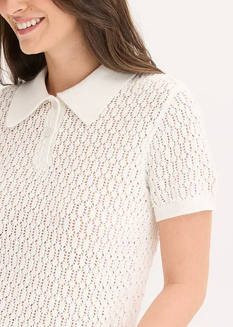 Ajour trui van katoen • wolwit • bonprix online shop