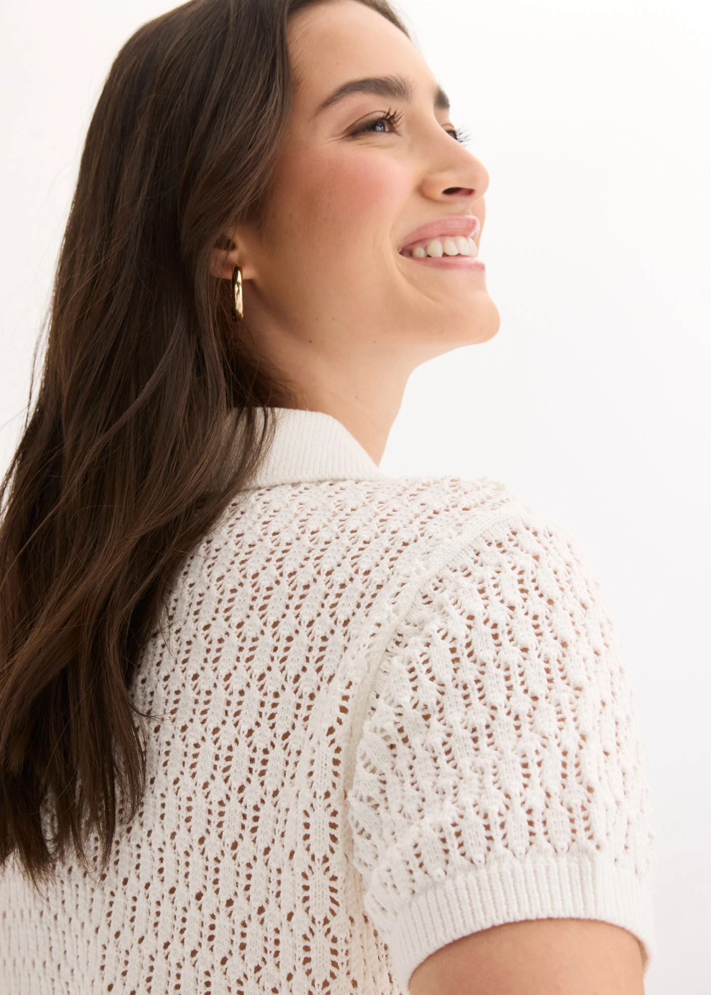 Pull ajouré 100% coton • ecru • Boutique bonprix