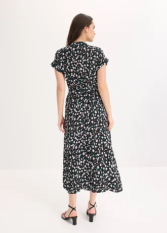Overhemdjurk van soepele viscose • zwart gebloemd • bonprix online shop