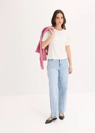 Shirt in een zachte viscosemix, Kleur: wolwit