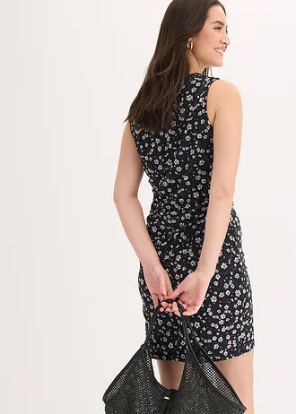 Getailleerde mini jurk van fijn mesh • zwart gebloemd • bonprix online shop