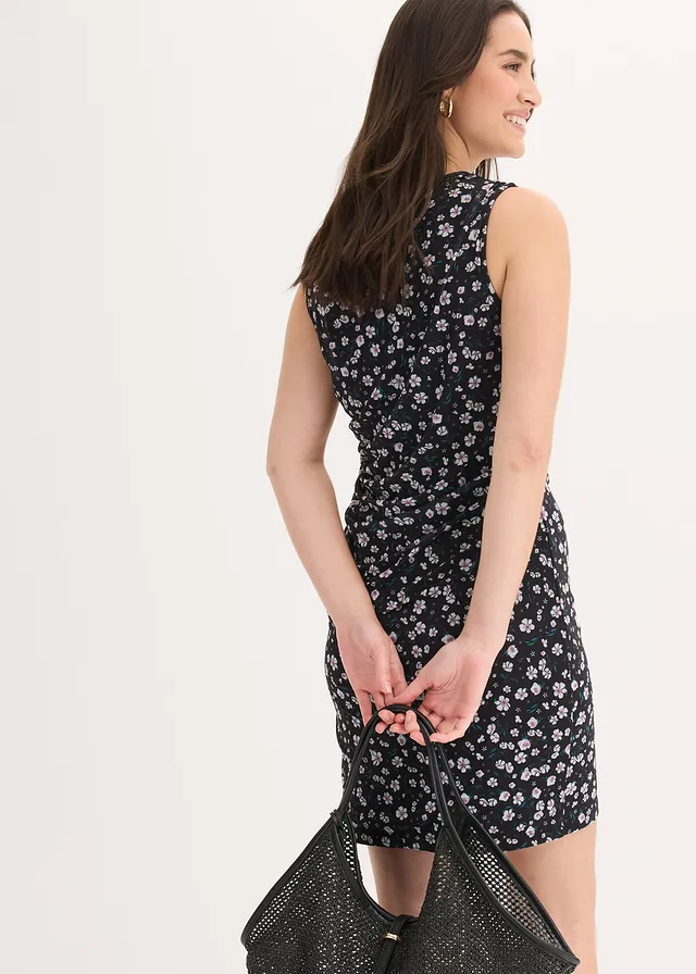Robe courte et cintrée en mesh • noir floral • product-page.page-title-suffix