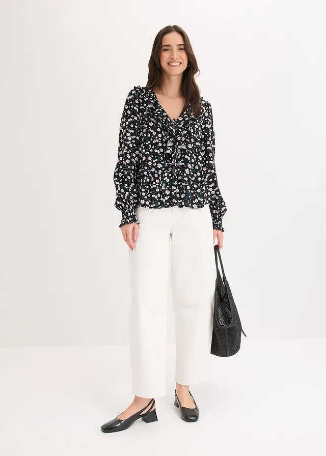 Tunique élégante noir floral