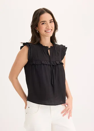 Bluzka T-shirtowa z mieszanki wiskozy • czarny • sklep bonprix