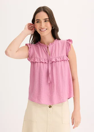 Shirtblouse in een viscosemix, Kleur: mauve