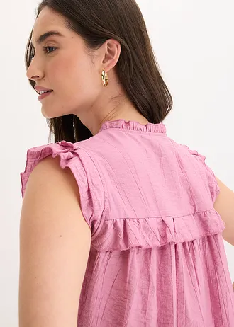 Blouse volantée en viscose mélangée • mauve • Boutique bonprix