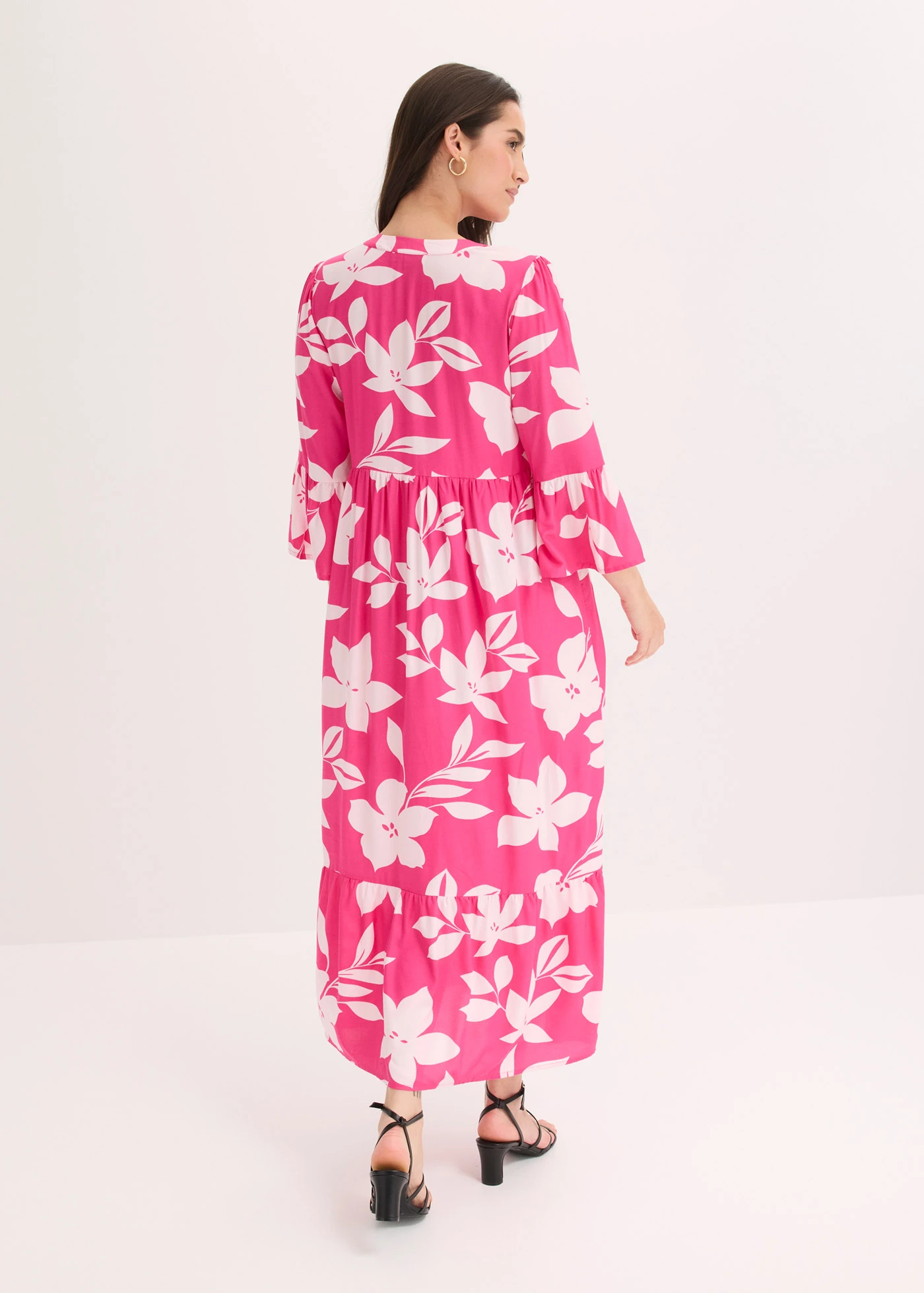 Rochie maxi din viscoză fluidă • roz-pinklady/roz deschis cu flori • magazin bonprix