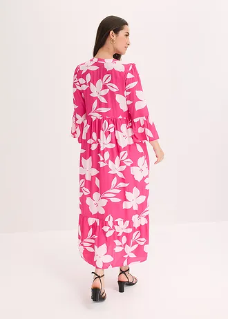 Długa sukienka z lejącej wiskozy • różowy „pink lady”-bladoróżowy w kwiaty • sklep bonprix