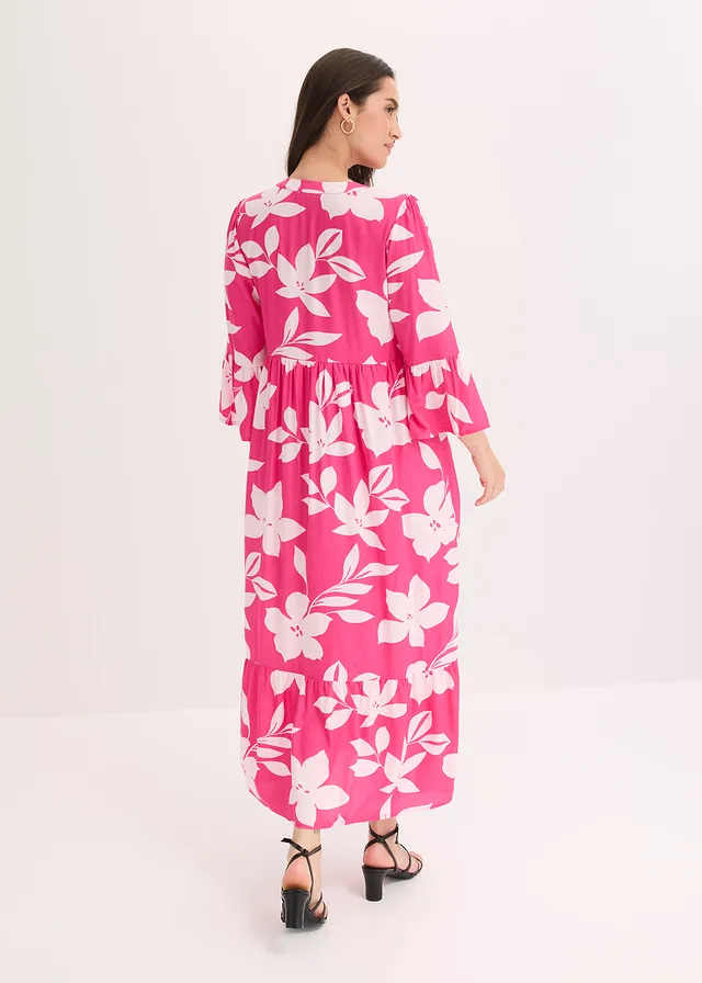 Rochie maxi din viscoză fluidă • roz-pinklady/roz deschis cu flori • magazin bonprix