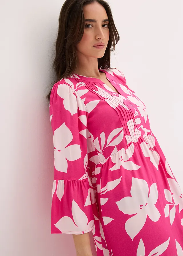 Robe longue en viscose fluide • fuchsia-rose clair floral • product-page.page-title-suffix