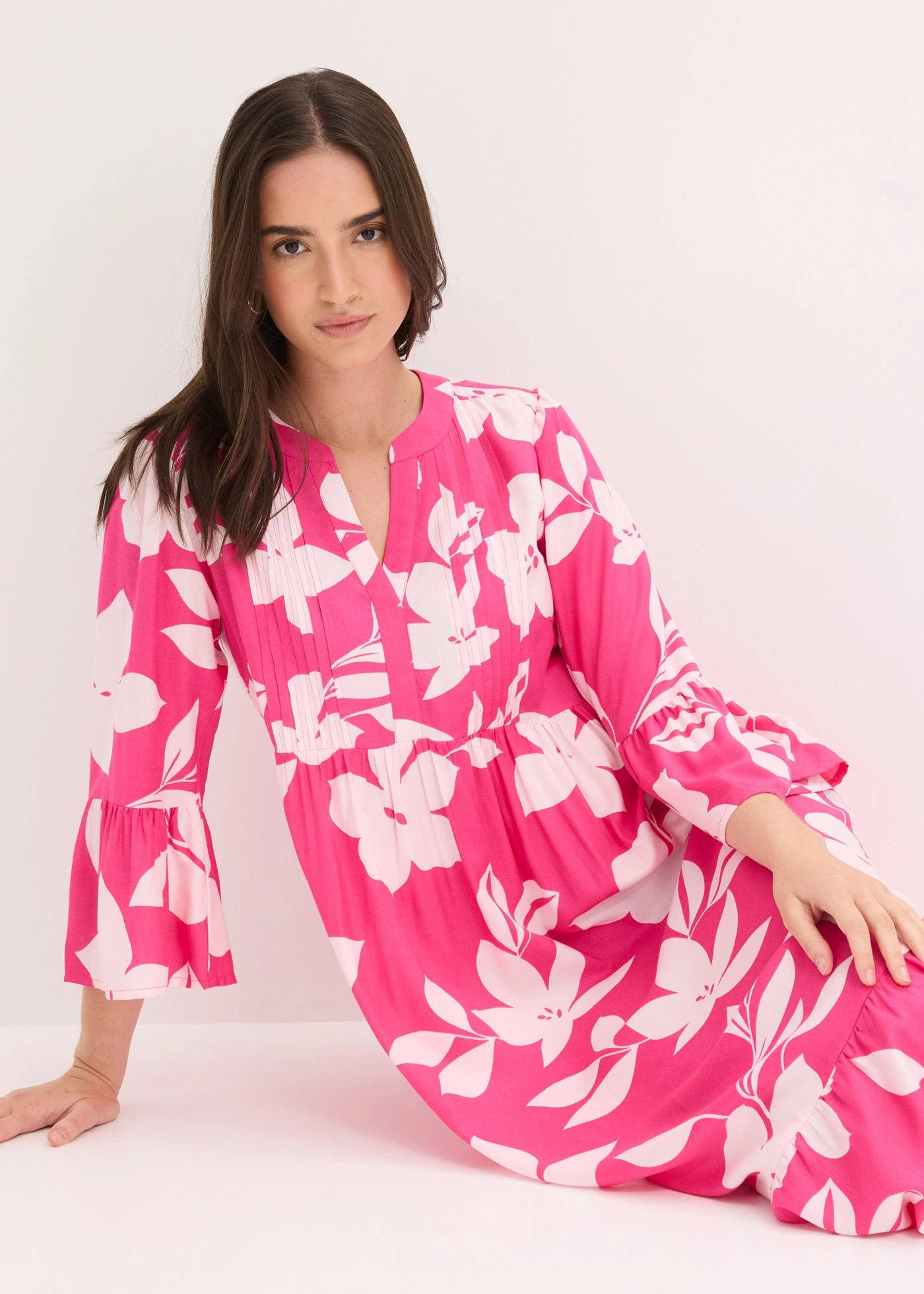 Maxi jurk van soepele viscose • pinklady/lichtroze gebloemd • bonprix online shop