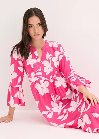 Robe longue en viscose fluide • fuchsia/rose clair floral • Boutique bonprix