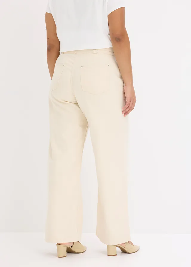 Twill broek van katoen, Kleur: ecru