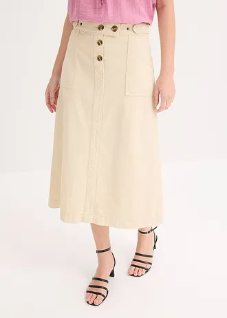Jupe en twill 100% coton, Couleur: sable clair