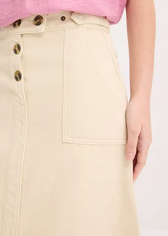 Fustă din twill din bumbac 100% • bej nisipiu mat • magazin bonprix