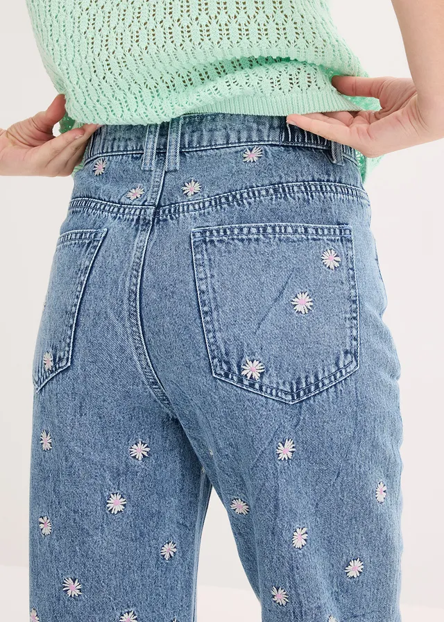 Jean droit, taille haute, coton • bleu clair denim used • product-page.page-title-suffix