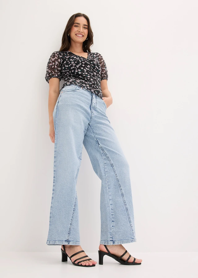 Jean large taille haute, peu extensible • denim bleu glacier used • product-page.page-title-suffix