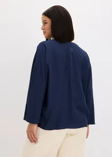 Chemisier en coton à manches larges, Couleur: bleu foncé