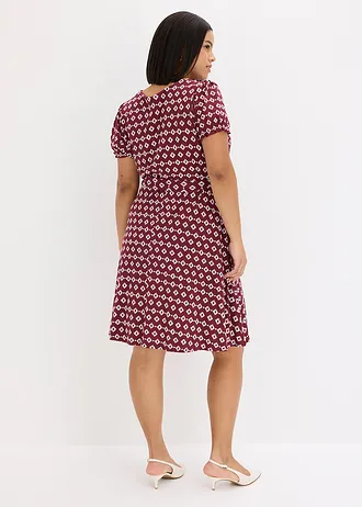 Robe en jersey viscose, Couleur: rouge érable-blanc imprimé