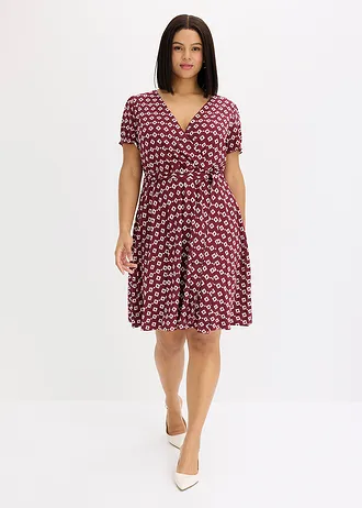 Robe en jersey viscose, Couleur: rouge érable-blanc imprimé