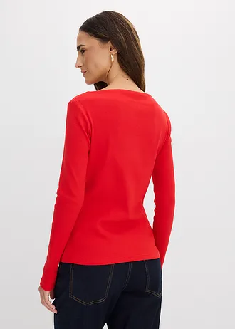 Accentuerend geribd shirt • aardbeirood • bonprix online shop