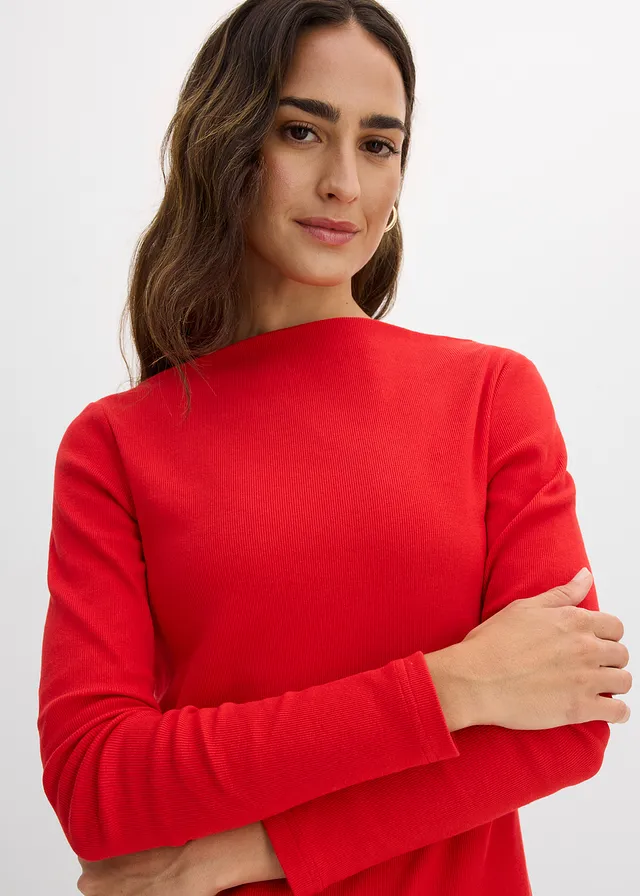 Accentuerend geribd shirt • aardbeirood • product-page.page-title-suffix