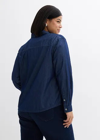 Spijkerblouse, oversized van biologisch katoen, Kleur: blauw denim used