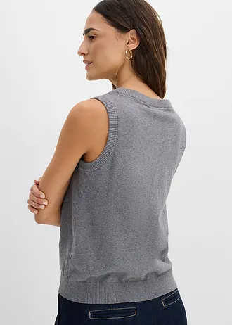 Vestă tricotată din bumbac organic 100% • gri melanj melanj • magazin bonprix