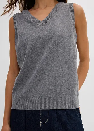 Vestă tricotată din bumbac organic 100% • gri melanj melanj • magazin bonprix