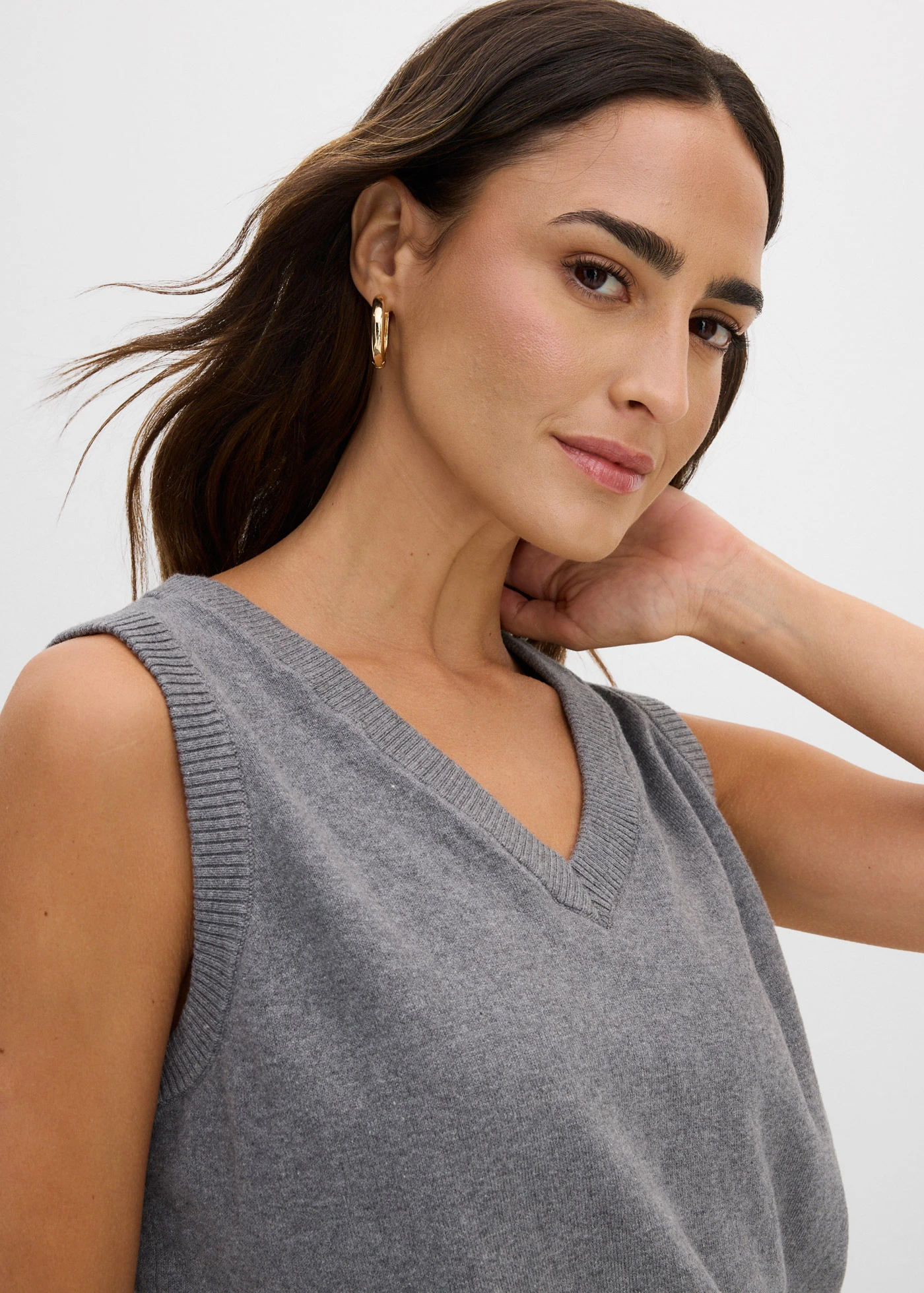 Vestă tricotată din bumbac organic 100% • gri melanj melanj • magazin bonprix