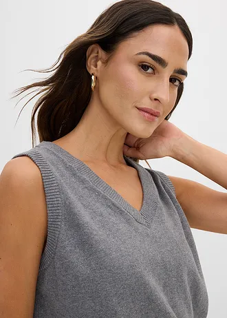 Vestă tricotată din bumbac organic 100% • gri melanj melanj • magazin bonprix