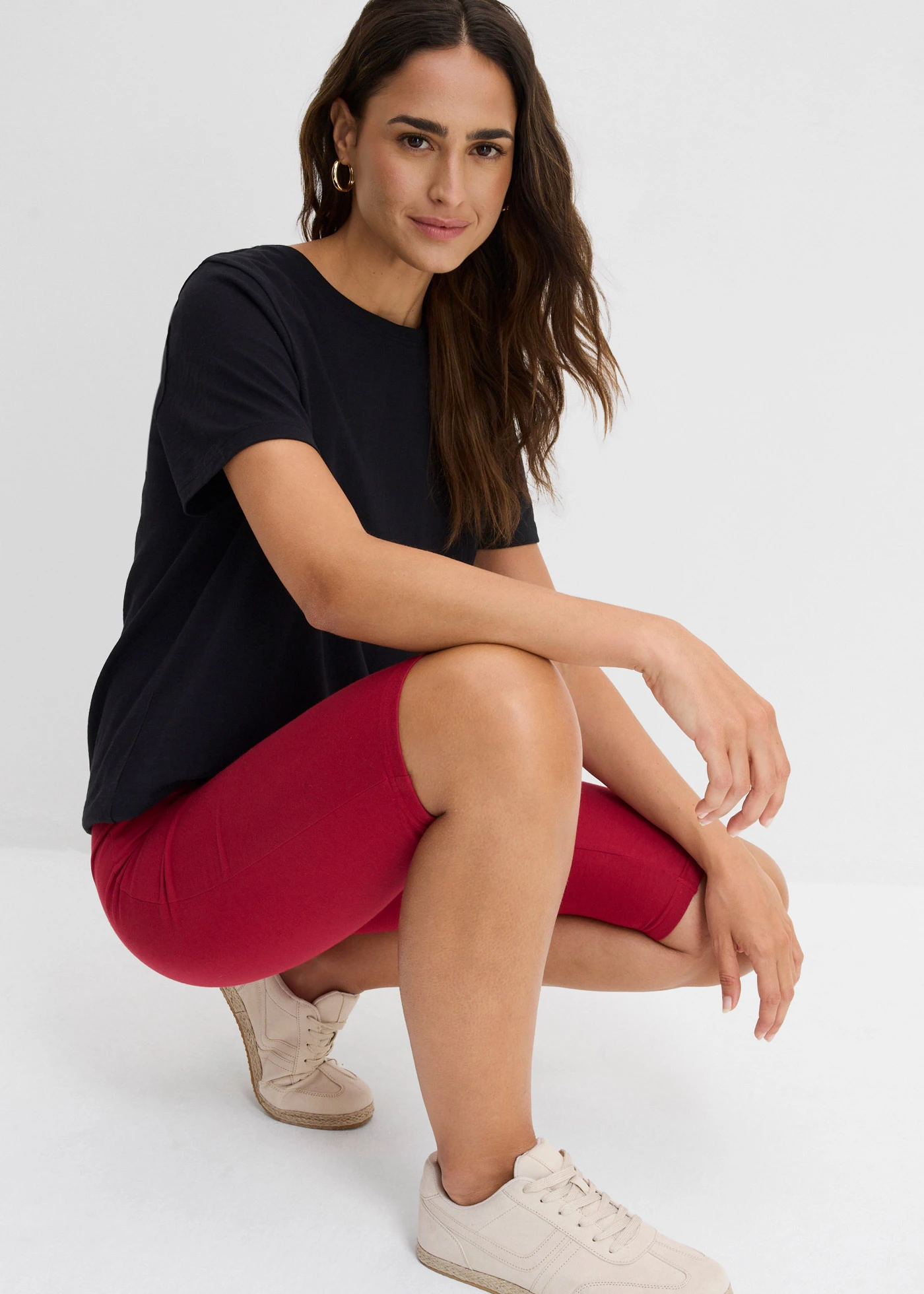 Lange biker short (set van 2) • donkerblauw/kersenrood • bonprix online shop