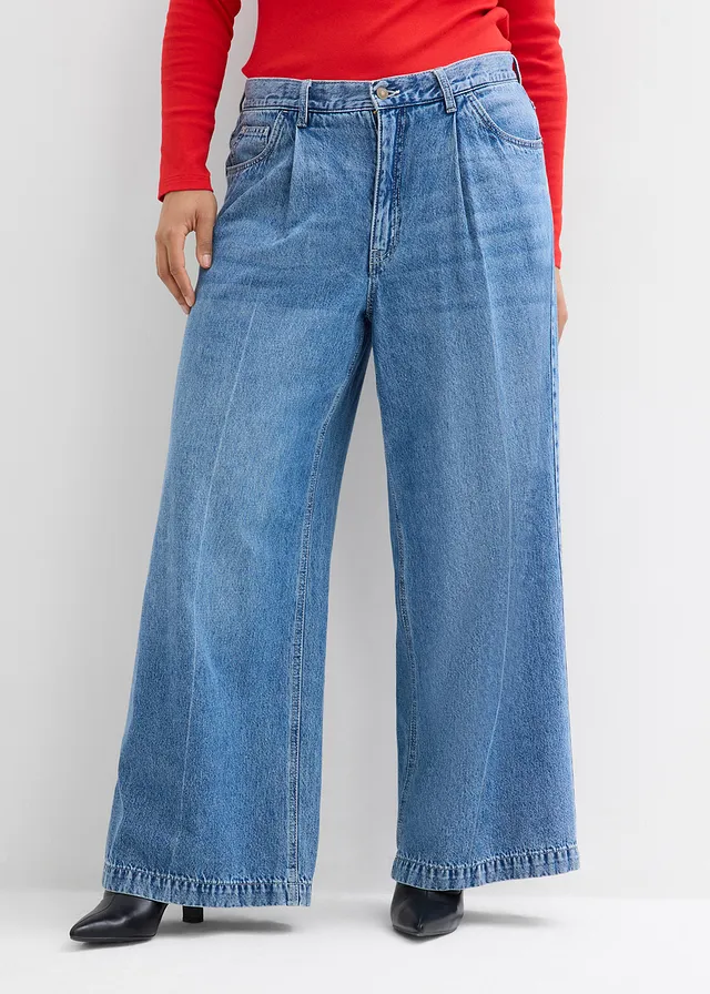 Jean palazzo très large, coton, Couleur: bleu denim used