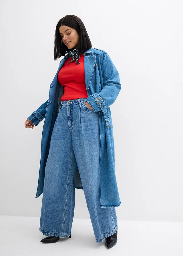 Jean palazzo très large, coton, Couleur: bleu denim used