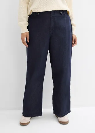 Loose fit straight jeans, high waist, Kleur: diepblauw denim ongewassen