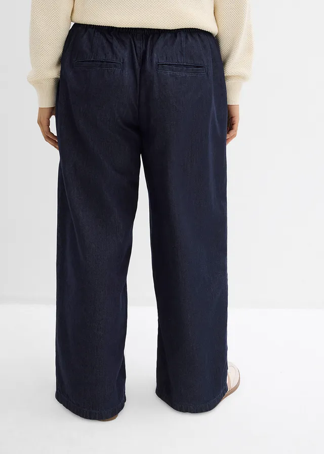 Loose fit straight jeans, high waist, Kleur: diepblauw denim ongewassen