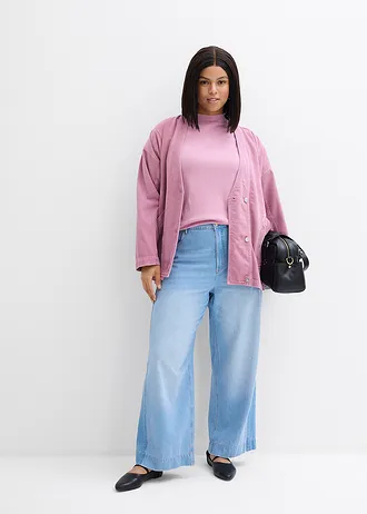 Wide leg jeans, high waist, van katoen, Kleur: lichtblauw denim used