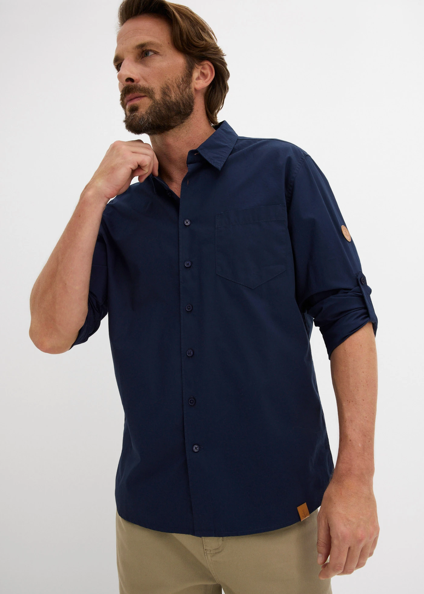 Overhemd van puur biologisch katoen met lange mouwen • donkerblauw • bonprix online shop