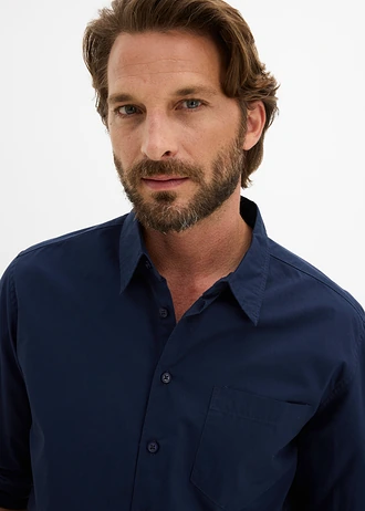 Hosszú ujjú ing tiszta bio-pamutból • sötétkék • bonprix áruház