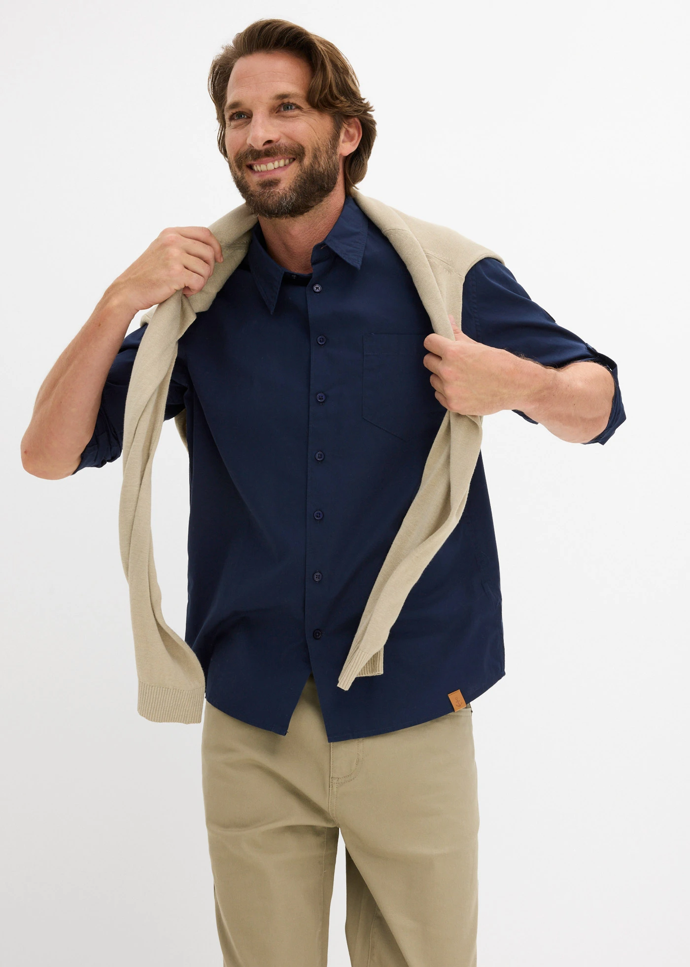 Overhemd van puur biologisch katoen met lange mouwen • donkerblauw • bonprix online shop