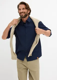 Koszula z długim rękawem z czystej bawełny organicznej • granatowy • sklep bonprix