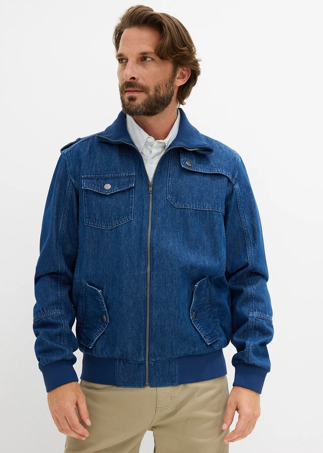 Spijkerjas van puur katoen, Kleur: donkerblauw denim
