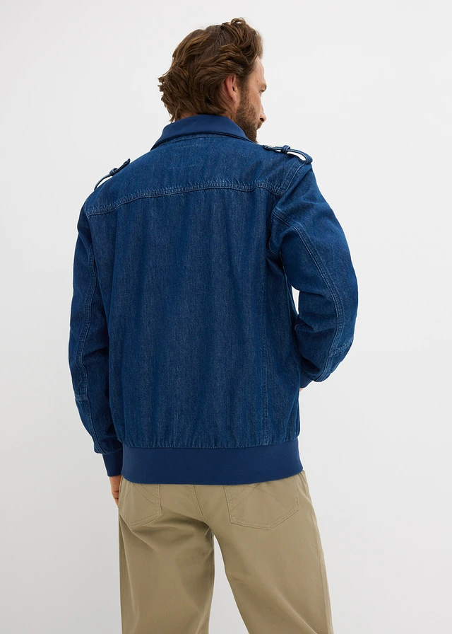 Spijkerjas van puur katoen, Kleur: donkerblauw denim