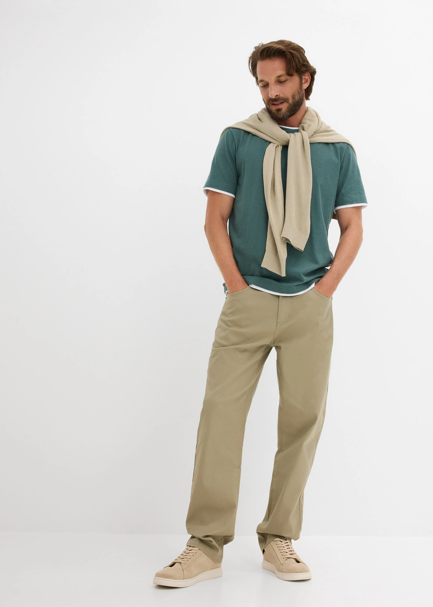 Tričko, 2 v 1 vzhľad, Slub-Yarn • sivozelená • obchod bonprix