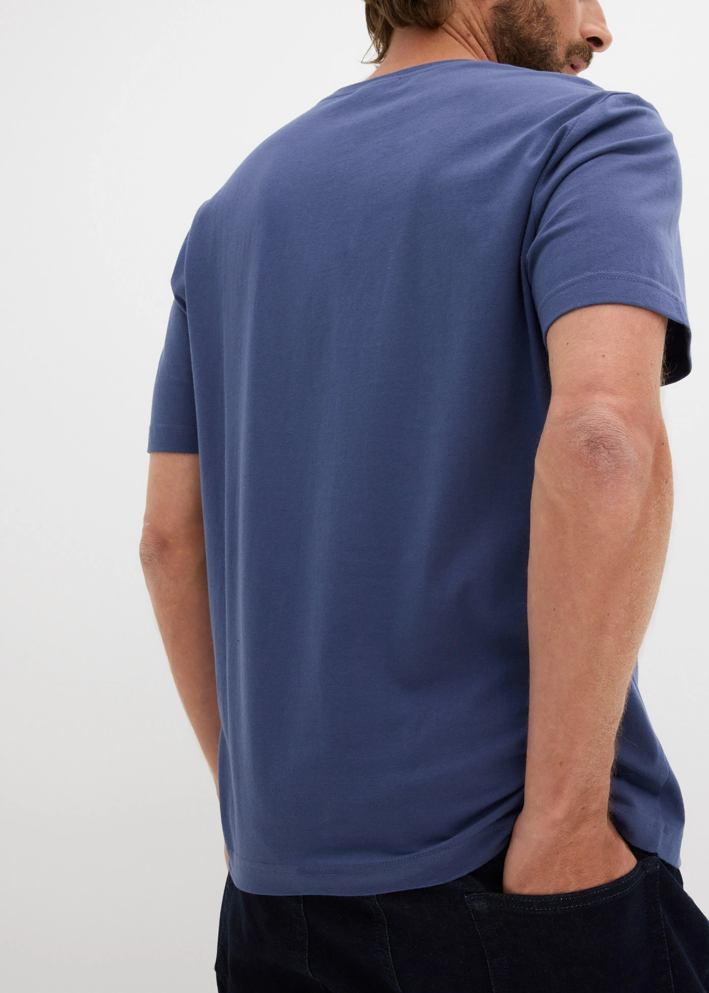 Tricou din bumbac organic 100% (set/2 buc.) • indigo+alb cu imprimeu • magazin bonprix